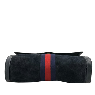 GUCCI Large Navy Suede Ophidia Clutch with added Strap & Chain Gucci