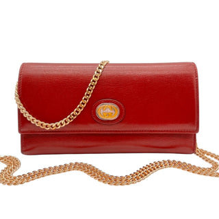 GUCCI Red Leather GG Logo Wallet with added Chain Gucci