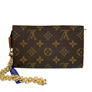 LOUIS VUITTON Monogram Coated Canvas Poche 17 with Wrist Chain Louis Vuitton