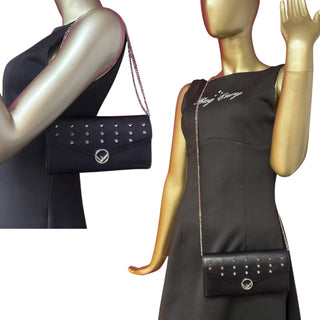 FENDI Black Leather Studded Continental Wallet Fendi