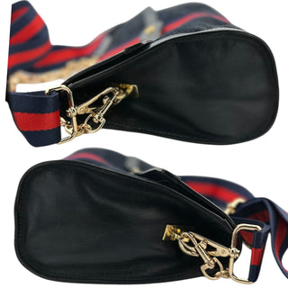 GUCCI Large Navy Suede Ophidia Clutch with added Strap & Chain Gucci