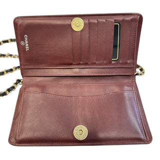 CHANEL Black Lambskin GHW Quilted Yen Wallet Chanel