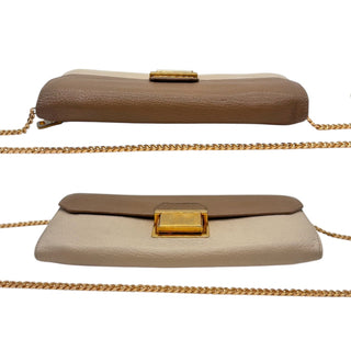 Miu Miu Bi Color Leather Madras Wallet with Chain Prada