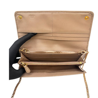 PRADA Beige Cammeo Saffiano Leather Wallet with Chain Prada