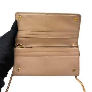 PRADA Beige Cammeo Saffiano Leather Wallet with Chain Prada