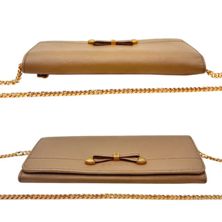 PRADA Beige Cammeo Saffiano Leather Wallet with Chain Prada