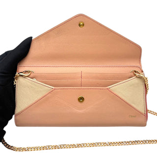Chloe Tri Color Leather Envelope Wallet with Chain Prada
