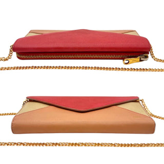Chloe Tri Color Leather Envelope Wallet with Chain Prada