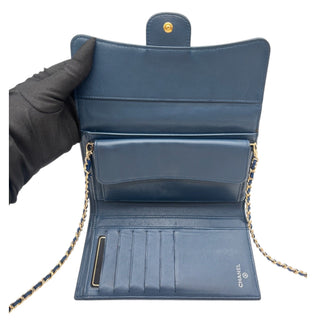 CHANEL Navy Lambskin GHW Classic Flap Wallet Chanel