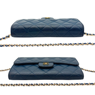 CHANEL Navy Lambskin GHW Classic Flap Wallet Chanel
