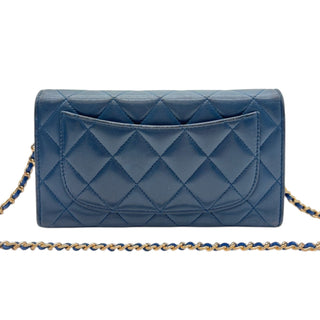 CHANEL Navy Lambskin GHW Classic Flap Wallet Chanel