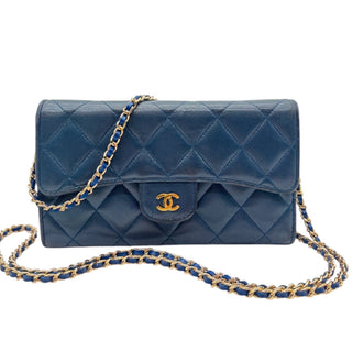 CHANEL Navy Lambskin GHW Classic Flap Wallet Chanel