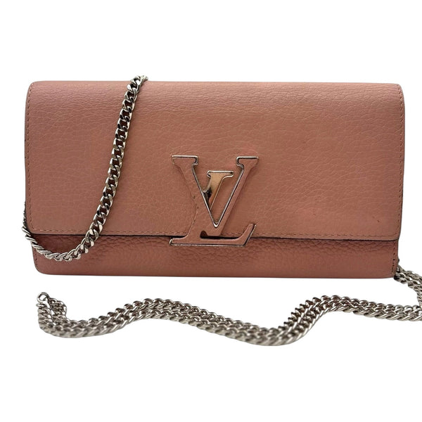 LOUIS VUITTON Pink Taurillon Capucines Leather Wallet Louis Vuitton