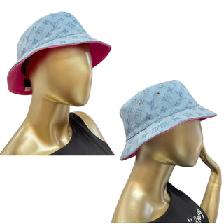 LOUIS VUITTON Denim Monogram Bucket Hat Louis Vuitton