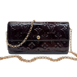 LOUIS VUITTON Aubergine Vernis Sarah Wallet with Chain Louis Vuitton