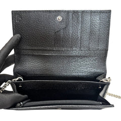 GUCCI Black GG Canvas Wallet with Chain Gucci