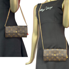 LOUIS VUITTON Monogram Sarah Wallet with Chain/Charm Louis Vuitton