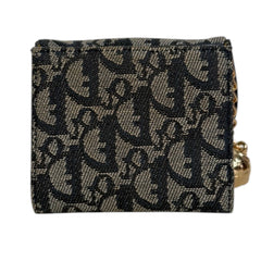 DIOR Navy Oblique Compact Saddle Wallet with Adjustable Chain Dior
