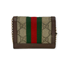GUCCI Ophidia Coated Canvas Compact Wallet with Adjustable Chain Gucci