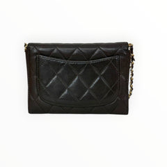 CHANEL Brown Lambskin Classic Quilt Medium Flap Wallet with added chain Chanel