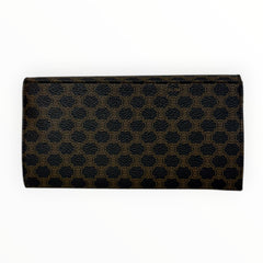 CELINE Black Macadam Coated Canvas Long Wallet with added Chain Celine