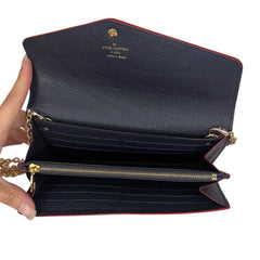 LOUIS VUITTON Navy Empreinte Leather Sarah Wallet with Chain Louis Vuitton