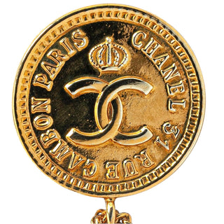 CHANEL 1986 Classic Flap Matelassé Bag and CC Coin Gold Plated Brooch Pendant Chanel