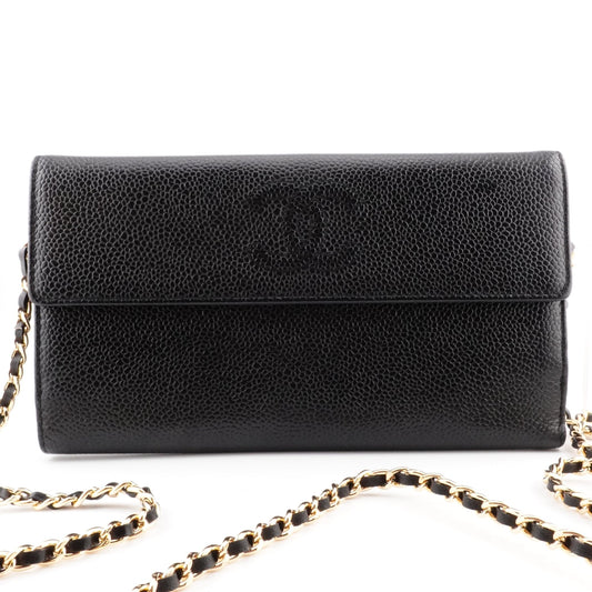 CHANEL Caviar Leather Double Sided Leather Wallet On Chain - Bag Envy