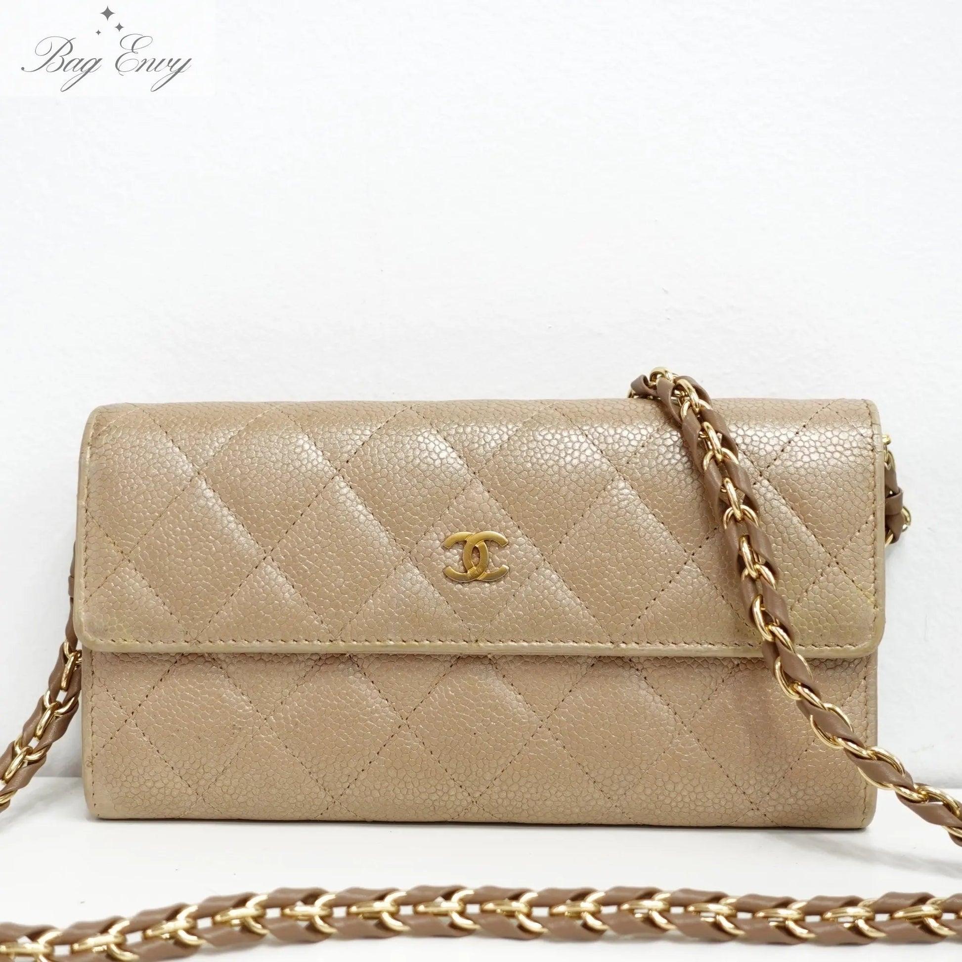 CHANEL Caviar Long Flap Wallet with Unbranded Chain - Bag Envy