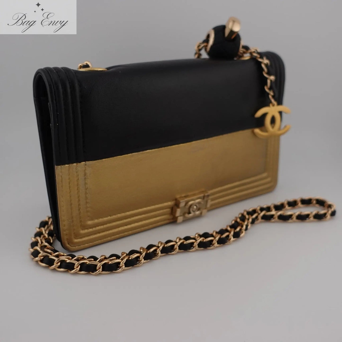 CHANEL Goatskin Boy Bifold Wallet on Adjustable Chain - Bag Envy