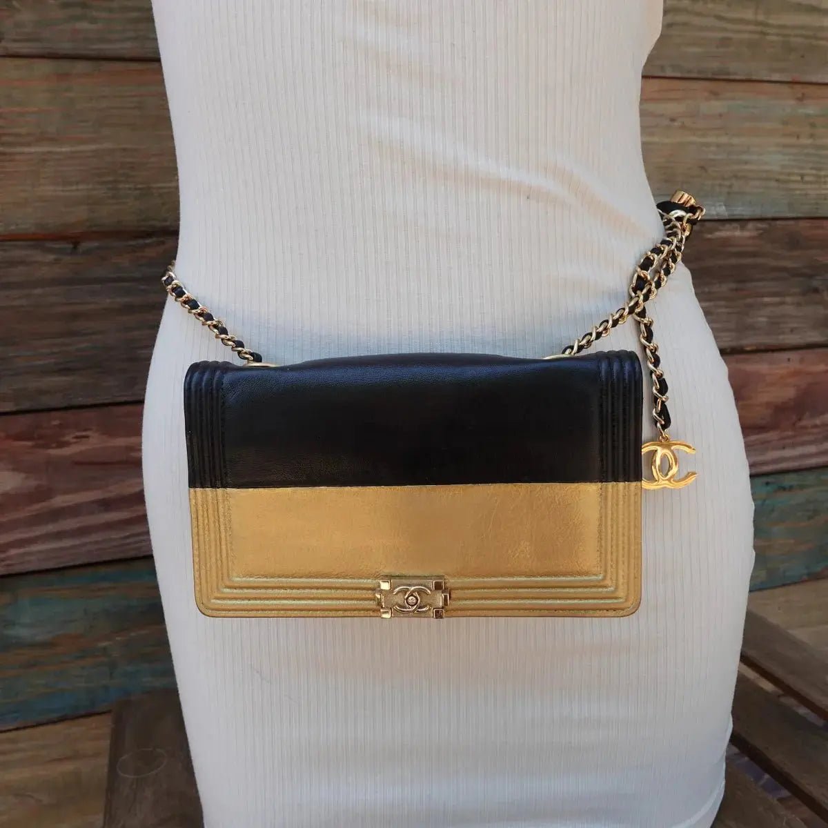 CHANEL Goatskin Boy Bifold Wallet on Adjustable Chain - Bag Envy
