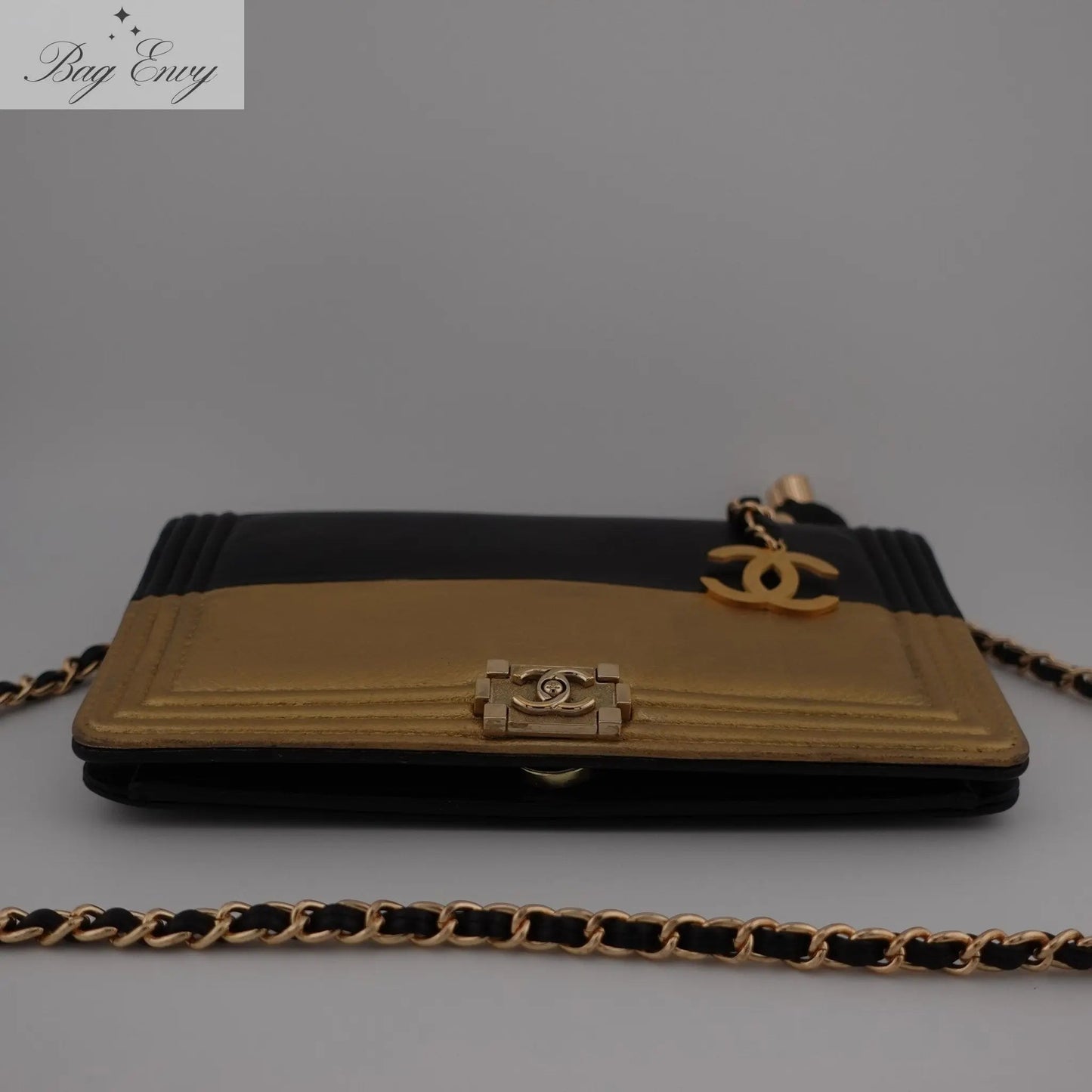 CHANEL Goatskin Boy Bifold Wallet on Adjustable Chain - Bag Envy