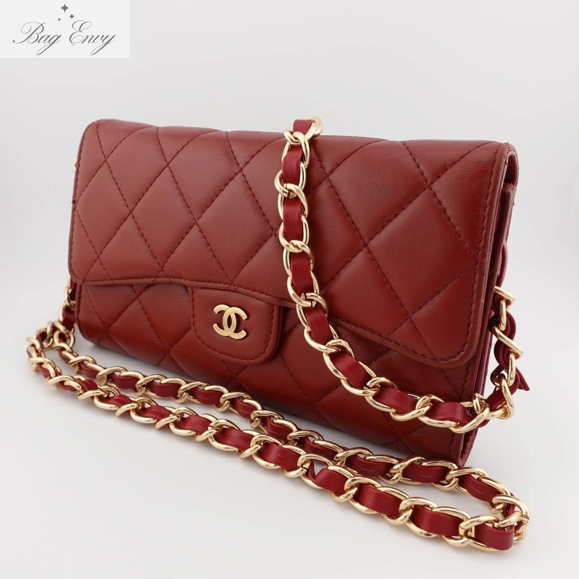 CHANEL Lambskin Classic Flap Wallet With Chain - Bag Envy