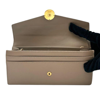 Beige Continental Wallet with added Gold Crossbody Chain Fendi