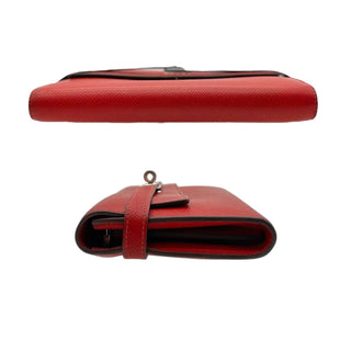 Kelly Wallet in Red with Palladium Hardware & Added Insert/Chain Hermes