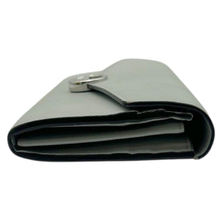 FENDI Gray Leather Continental Wallet with Silver Chain Fendi