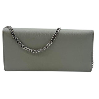 FENDI Gray Leather Continental Wallet with Silver Chain Fendi