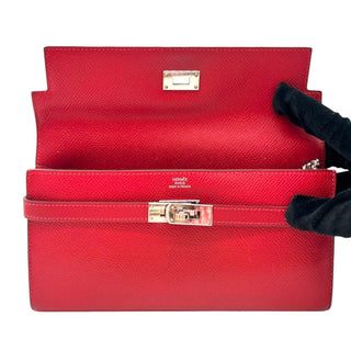 Kelly Wallet in Red with Palladium Hardware & Added Insert/Chain Hermes