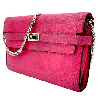 HERMES Pink Chevre Leather Kelly Wallet Hermes