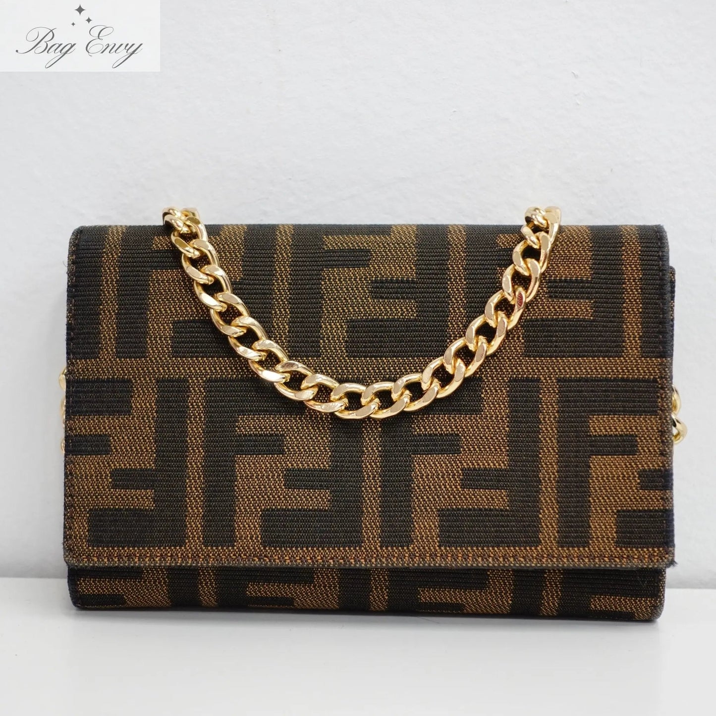 FENDI Zucca Compact Wallet with Unbranded Chain - Bag Envy