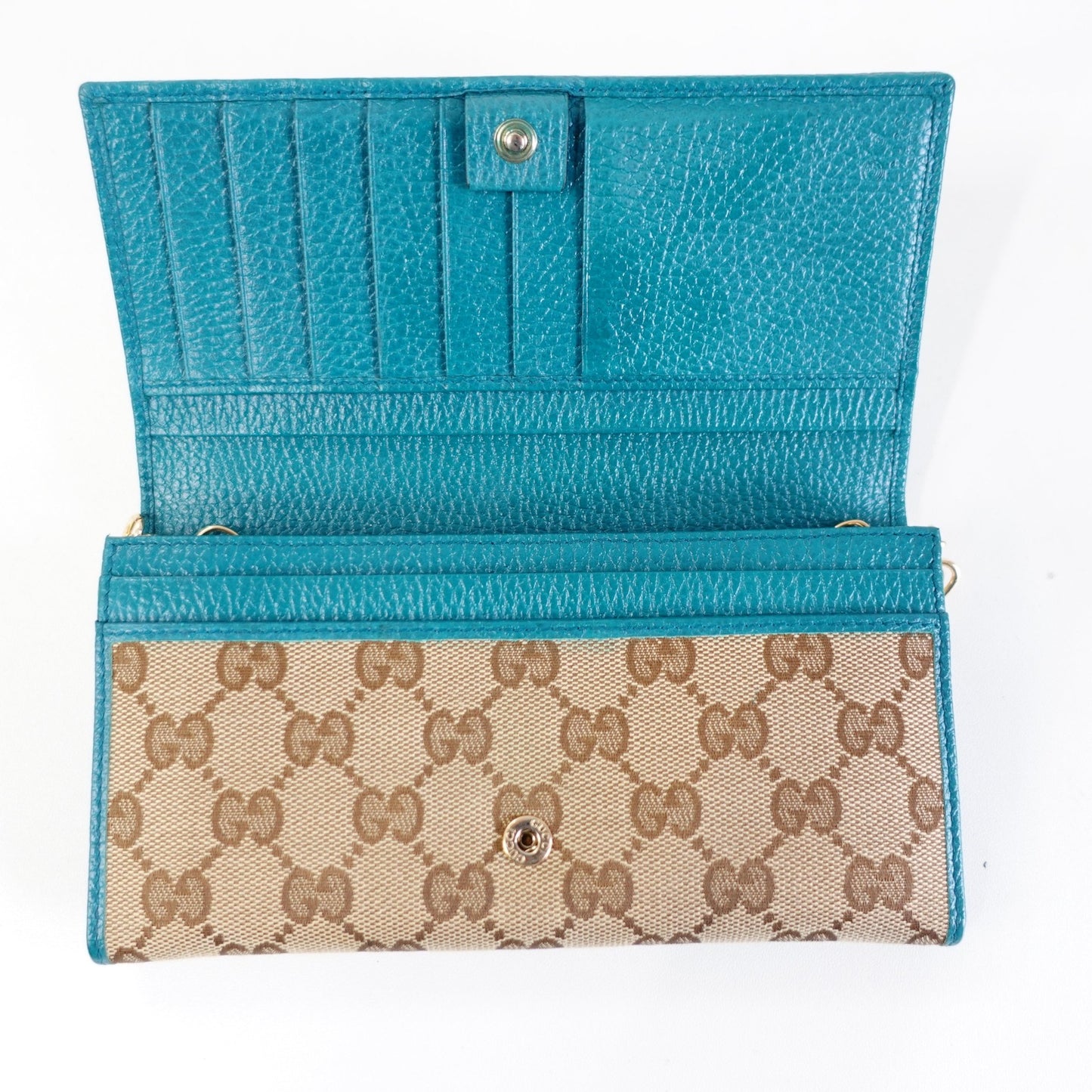 Gucci GG Canvas Continental Wallet with Unbranded Chain - Bag Envy