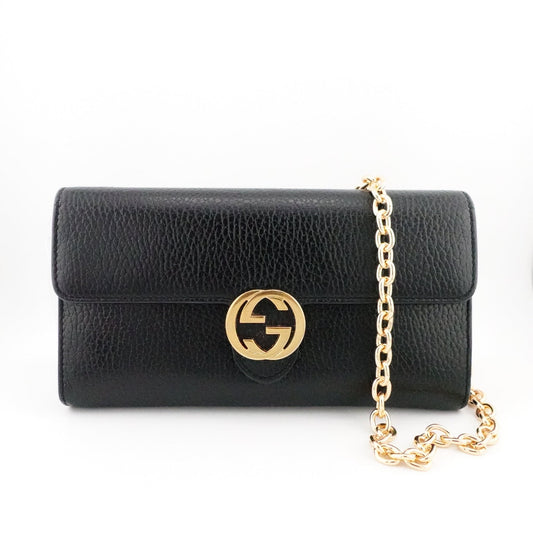 GUCCI Interlocking GG Logo Leather Wallet On Chain - Bag Envy