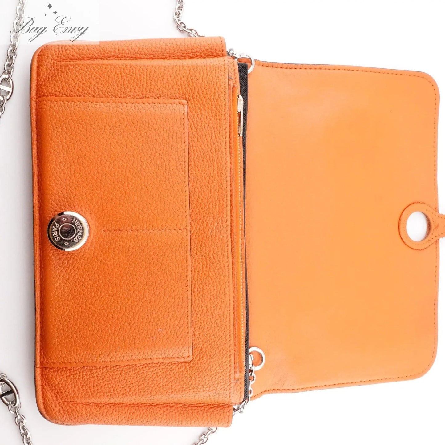 HERMES Clemence Leather Dogon Duo Wallet with Chain Insert - Bag Envy