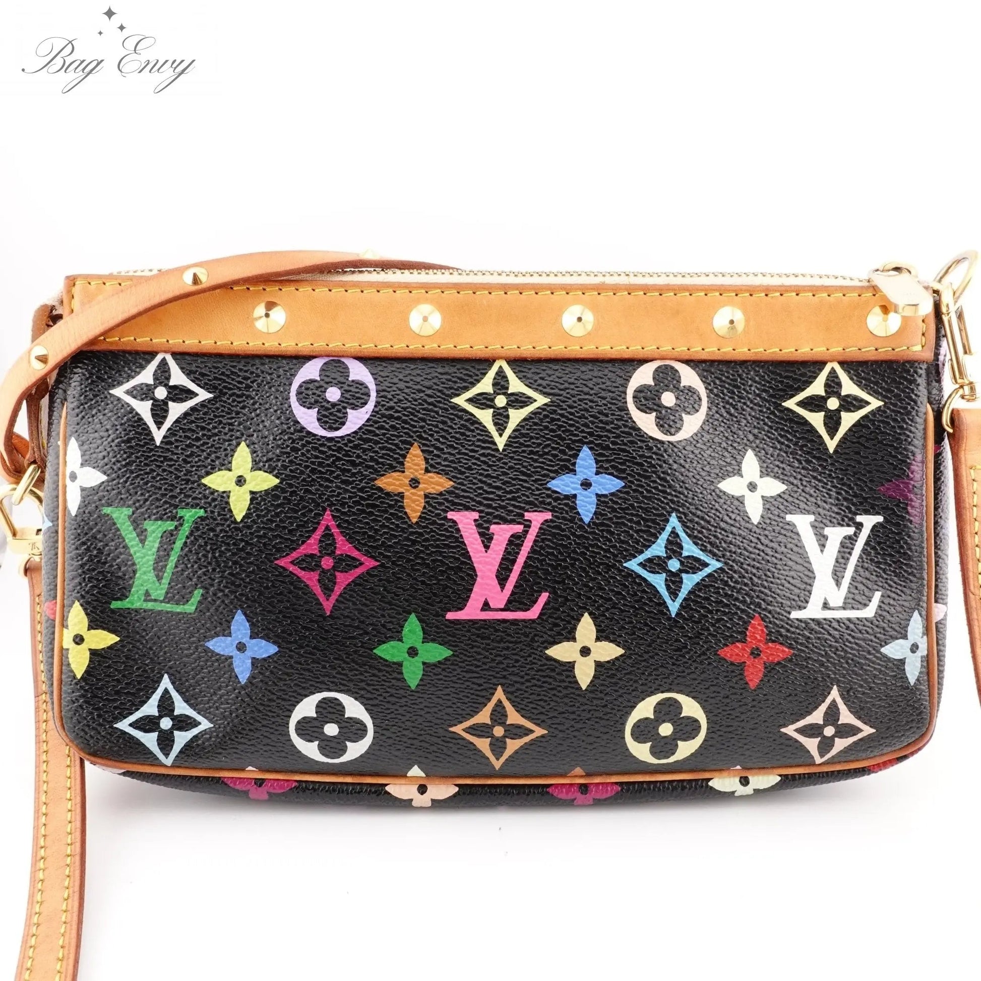 LOUIS VUITTON Black Multicolor Monogram Pochette Accessoires with 2 Straps - Bag Envy