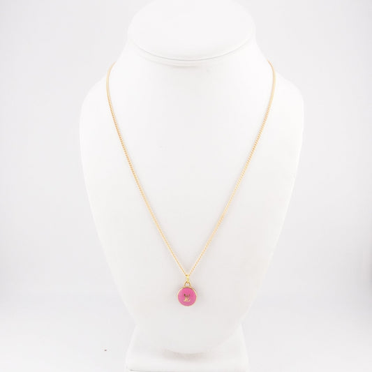LOUIS VUITTON Pink & Gold Logo Charm Necklace - Bag Envy
