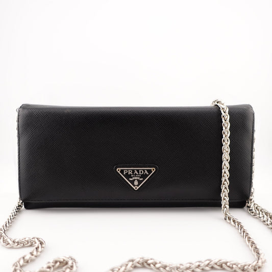 PRADA Saffiano Leather Wallet with Unbranded Chain - Bag Envy
