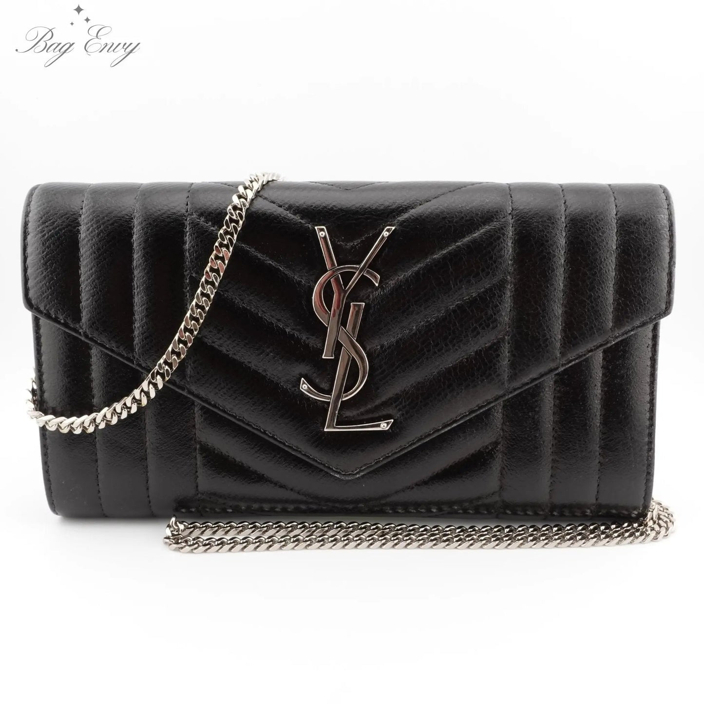 SAINT LAURENT Lambskin Mixed Matelasse Quilted Wallet on Chain - Bag Envy