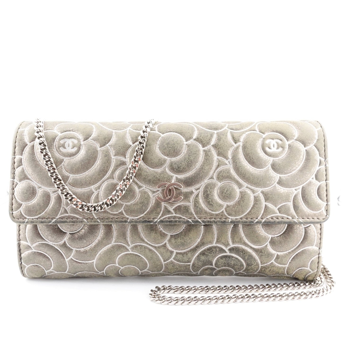 CHANEL Aged Calfskin Camellia Long Flap Wallet on Chain - Bag Envy