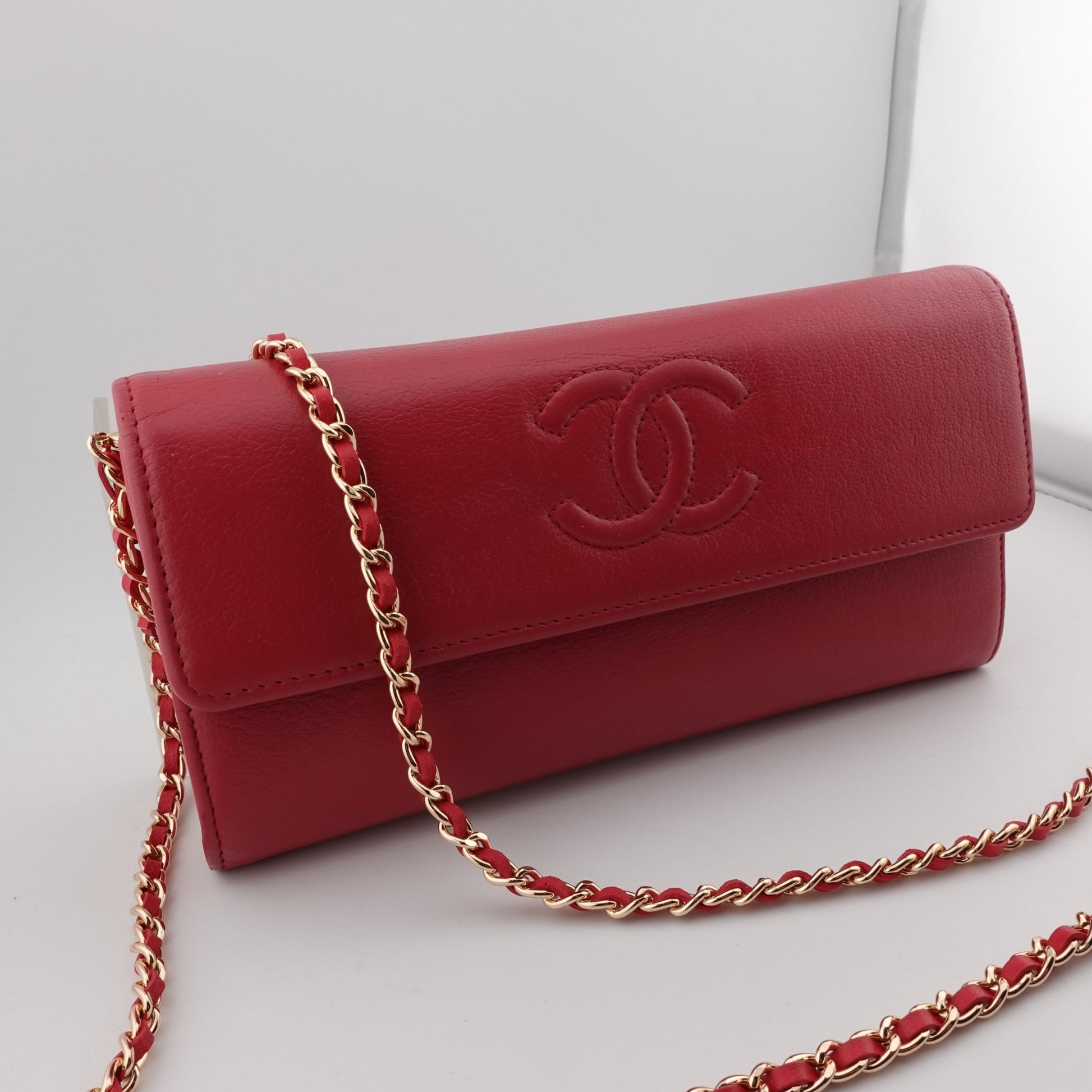 CHANEL Calfskin Timeless Long Flap Wallet On Chain - Bag Envy