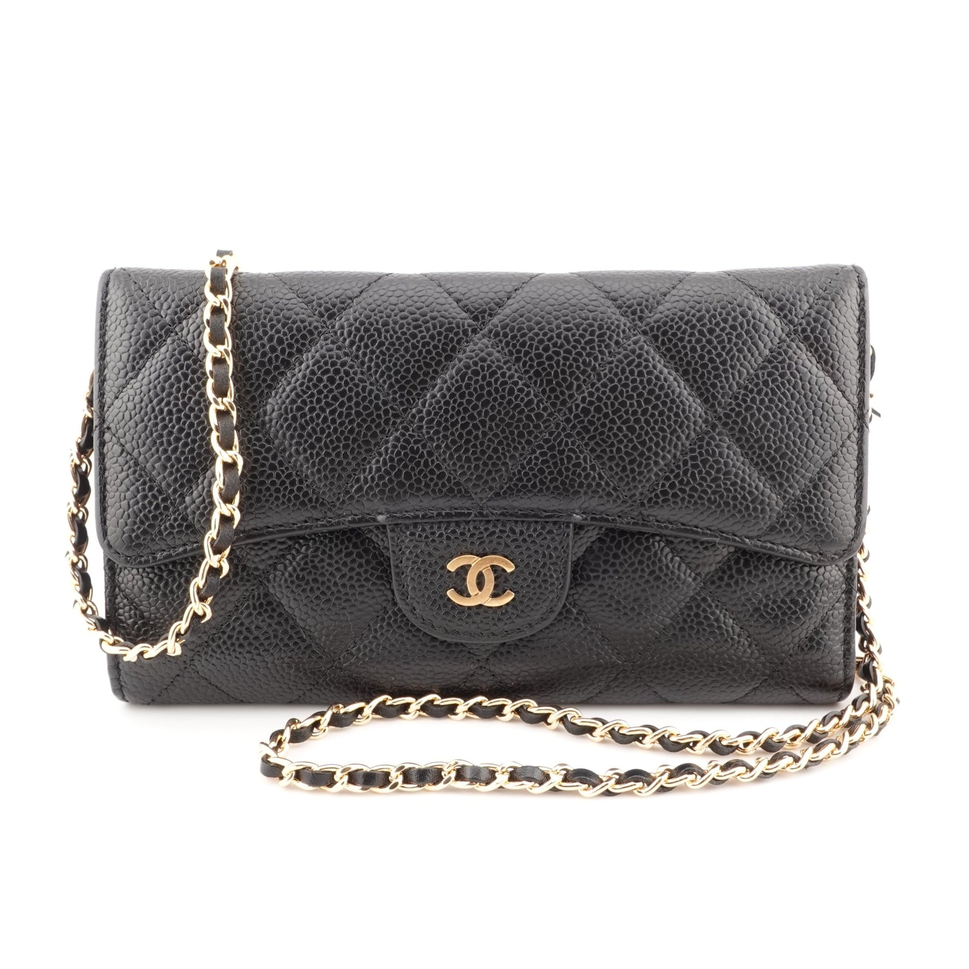 CHANEL Caviar Classic Flap Wallet with Chain - Bag Envy